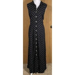 Vtg 90's Teddi Dresses Women's Sz 16 Polka Dot Button Front CottageCore Jumper